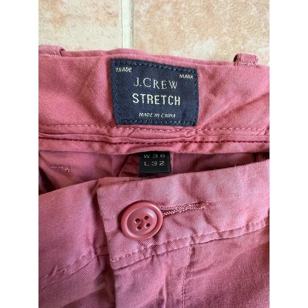 J.Crew Stretch Seasoned Red 484‎ pants Men size w36 L32 -New without Tags